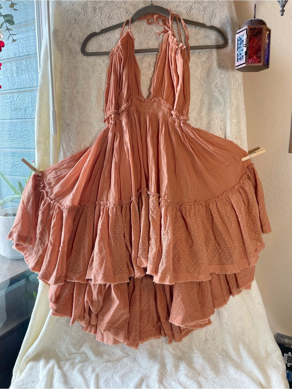 NWOT Free People boho open back halter dress